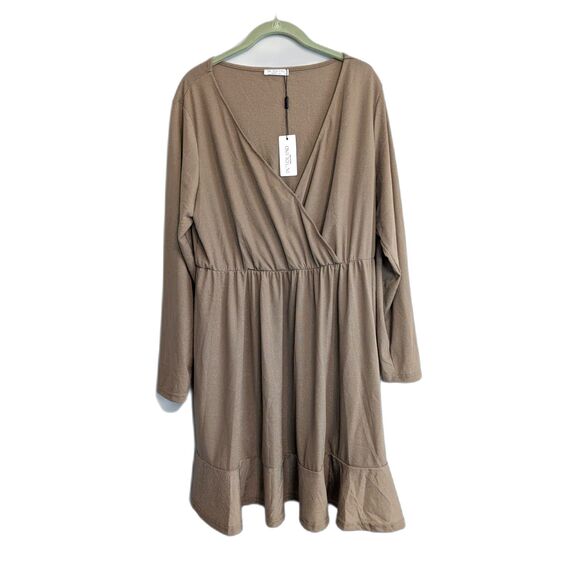 Women's IN'VOLAND Glitter Dress Size 18W Khaki - Picture 5 of 9